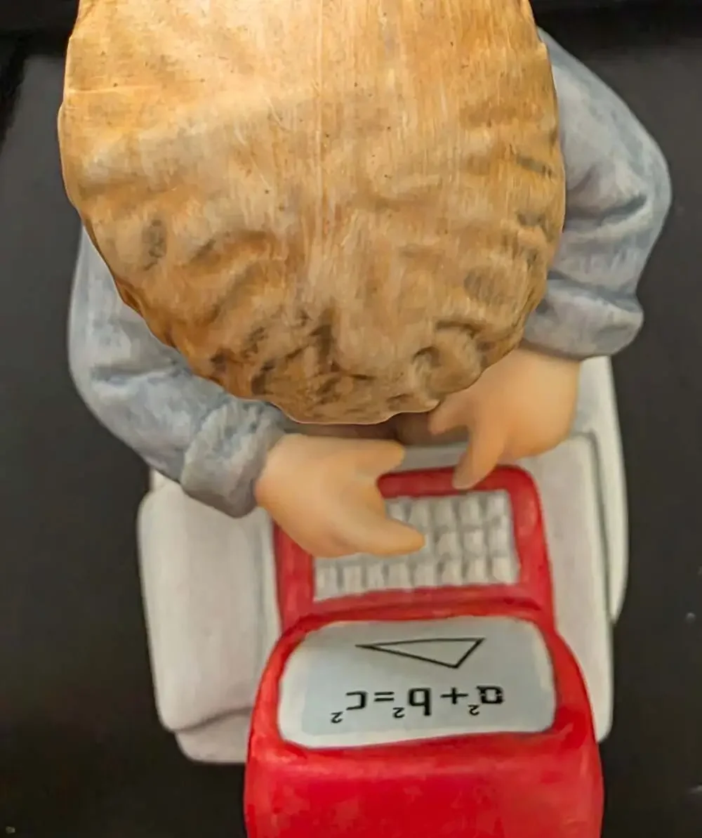 Vintage Goebel Todays Children Porcelain Figurine Boy at Computer with Math Form